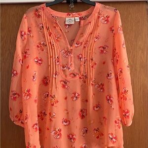 St. John's Bay Coral Floral Blouse - New with Tags - Small